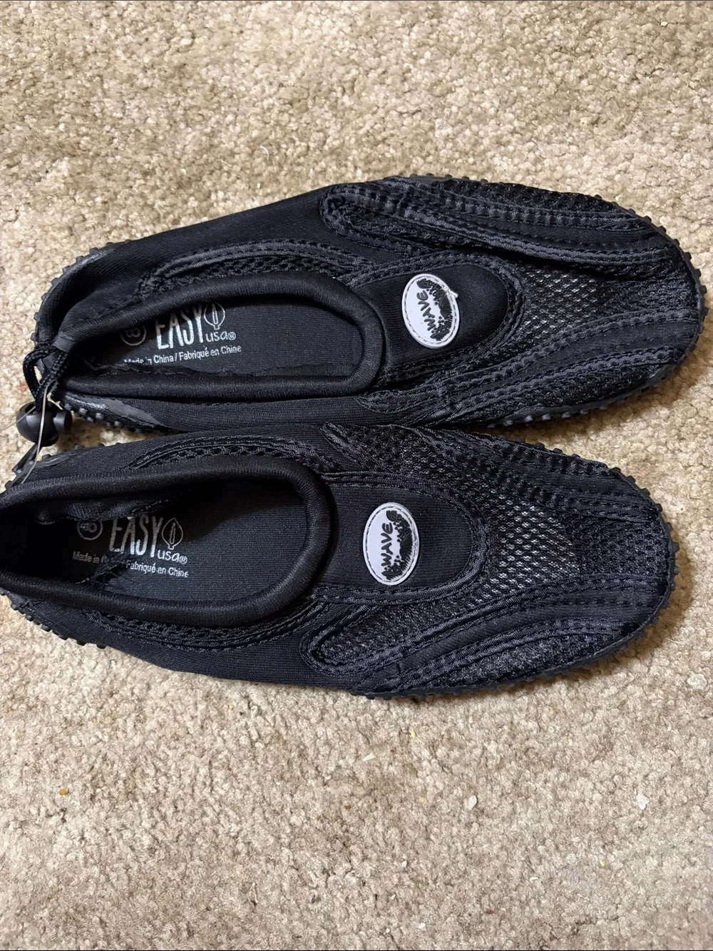 Easy USA Women's Black Mesh Slip-On Athletic Water Shoes